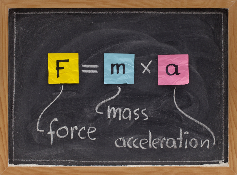 Newton second law on blackboard