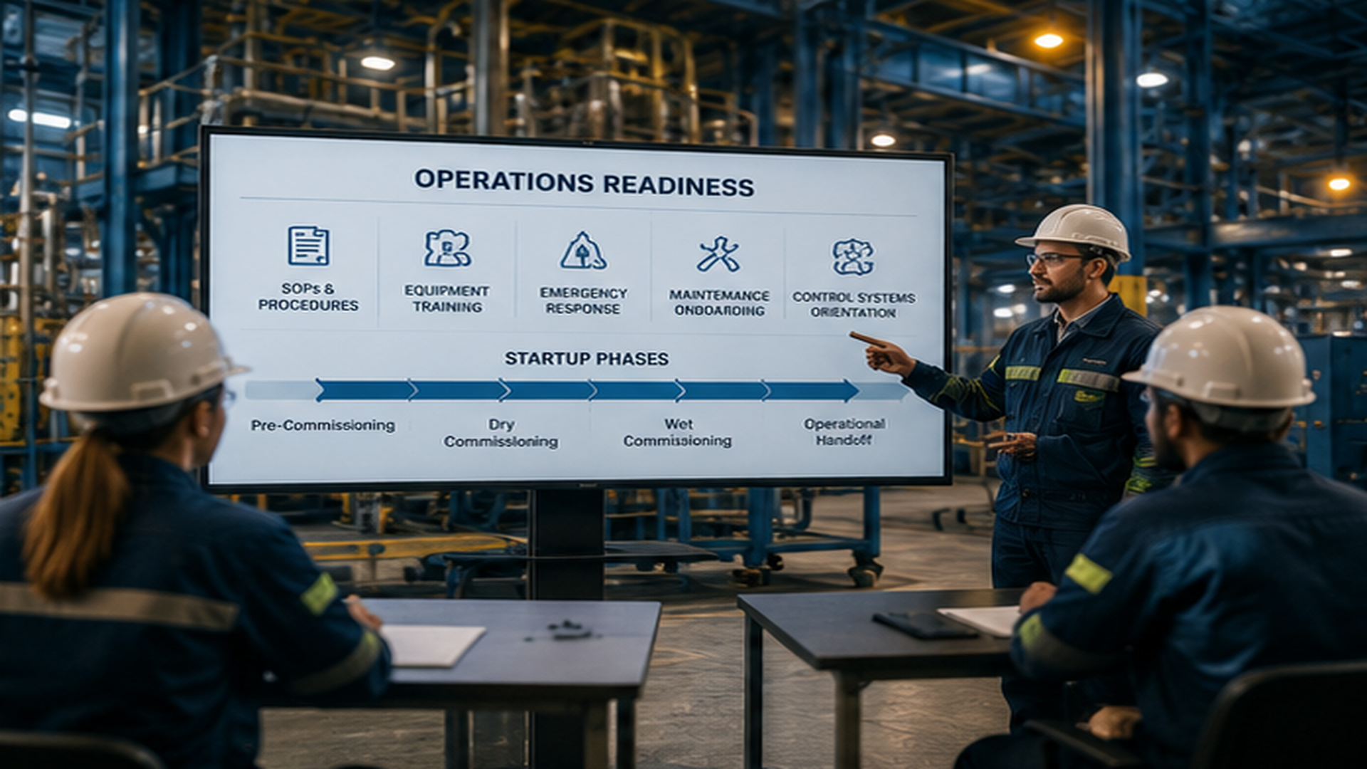 Operations readiness training program preparing operators and maintenance teams for successful industrial facility startup and workforce readiness.