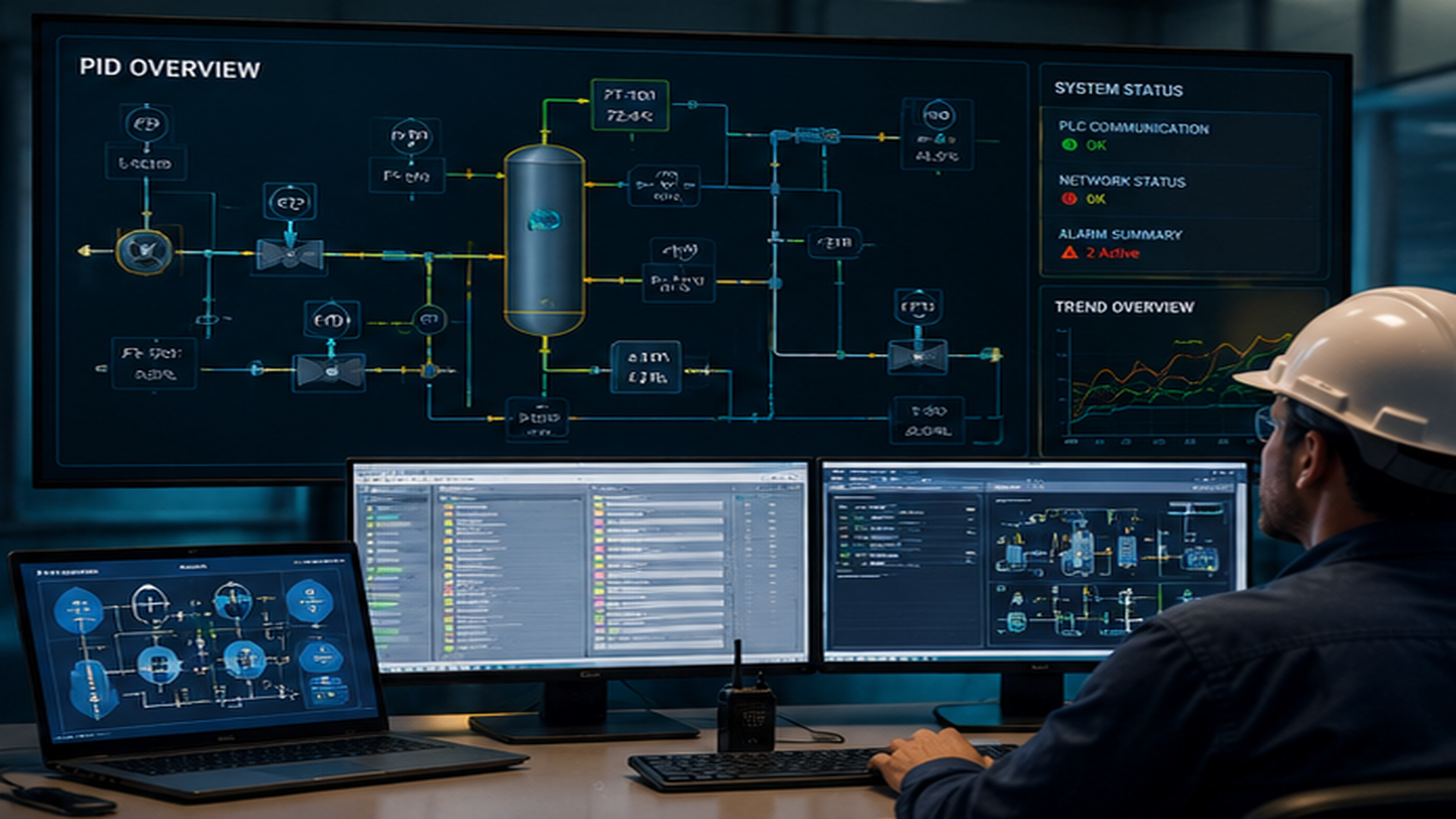 PID systems used in industrial automation for process control, showing how proportional, integral, and derivative controllers maintain temperature, pressure, flow, and level stability in industrial operations.